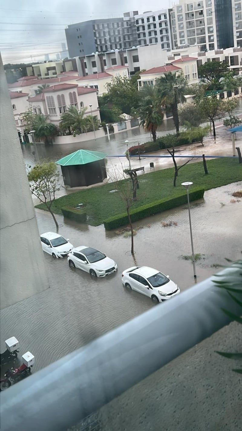 Flooding in Dubai from a balcony