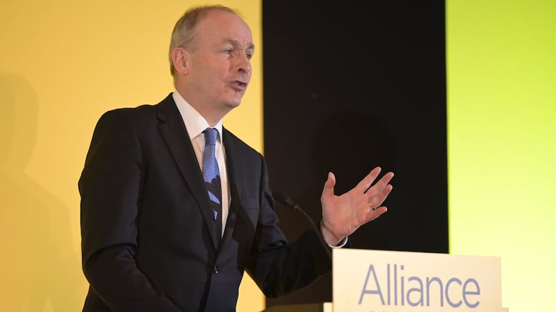 Fianna Fáil leader Micheál Martin addresses the Alliance Party conference at the Stormont Hotel