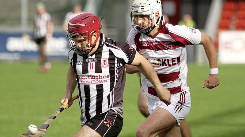 Pacy forward Cahal Carvill could feature against Slaughtneil tomorrow as he battles back from an Achilles injury suffered earlier this year. Picture by Tony Bagnall 