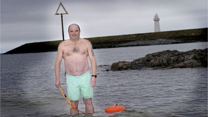 Open-water swimmer Martin Strain at Donaghadee Harbour at the weekend. Picture by Hugh Russell 