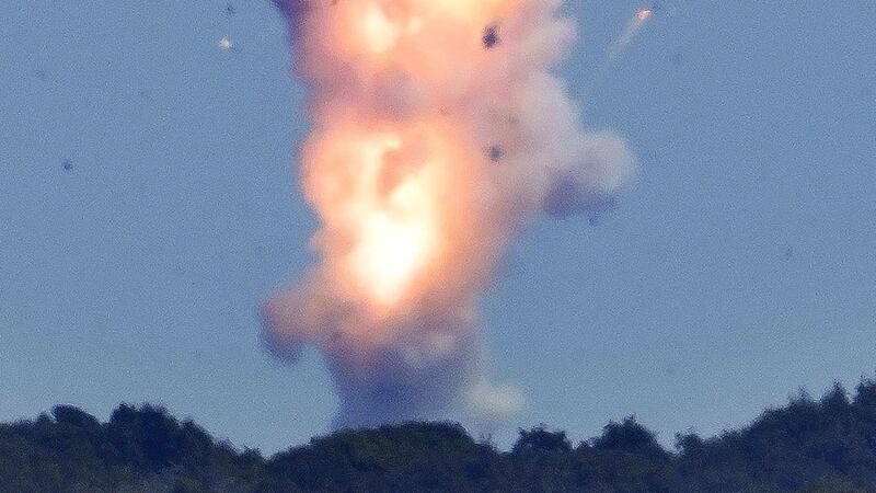 Space One’s Kairos rocket exploded after liftoff from a launch pad in Kushimoto, Wakayama prefecture (Kyodo News via AP)