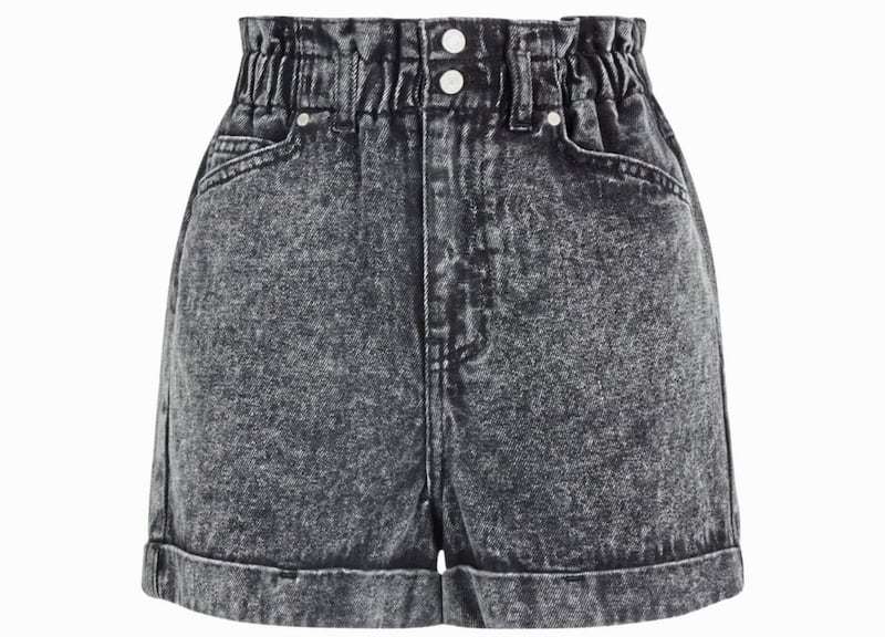 New Look Black Acid Wash Paperbag Denim Shorts, &pound;19.99 