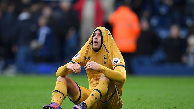 &nbsp;Tottenham Hotspur's Vincent Janssen reacts after the final whistle of the Premier League match at The Hawthorns, West Bromwich. Picture by PA