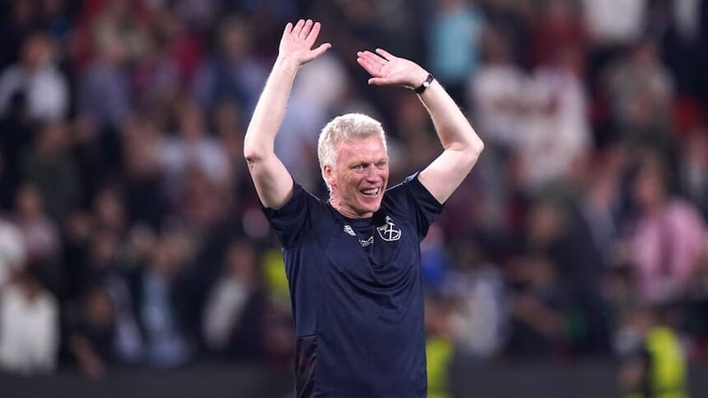 David Moyes celebrated West Ham’s win in style (Tim Goode/PA)