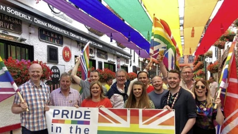 Ulster Unionist members including MLAs Mike Nesbitt and Doug Beattie and former MP Danny Kinahan pictured during Saturday&#39;s Pride parade in Belfast 