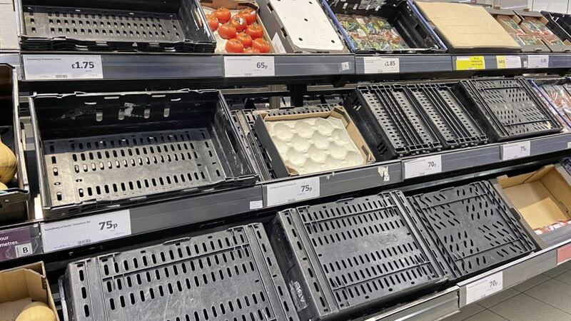 EMPTY SHELVES: Shortages in supermarkets across the north are increasing. Picture: Mal McCann 