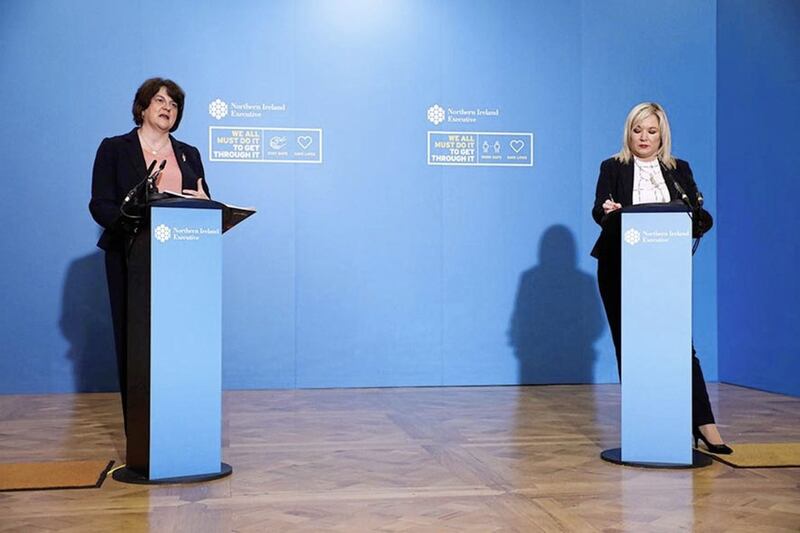 First Minister Arlene Foster and Deputy First Minister Michelle O'Neill. Picture by Kelvin Boyes/Press Eye/PA Wire