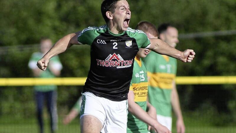 Cargin&#39;s Kevin O&#39;Boyle enjoys the moment as the Erin&#39;s Own club made it three in a row Picture: Hugh Russell 