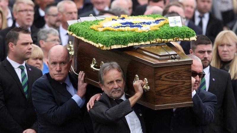 The funeral of Northern Ireland fan Robert 'Archie' Rainey (64) took place from his north Belfast home&nbsp;