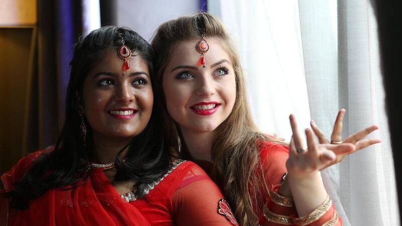 Dona Das Gupta and Jade Rodgers at the Launch of this year&#39;s Belfast Mela 2015 Picture by Hugh Russell 