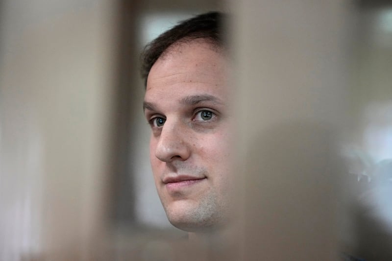 Wall Street Journal reporter Evan Gershkovich at an earlier hearing (Alexander Zemlianichenko/AP)