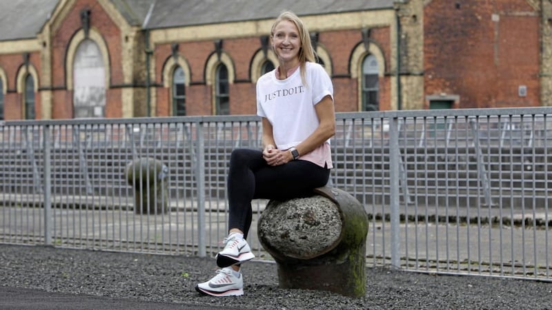 Marathon world record holder and former BBC Sports Personality of the Year Paula Radcliffe in Belfast for the recent Novosco Grand Prix 10k race Picture: Ann McManus 