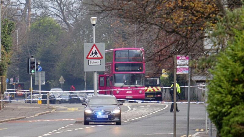 The scene of a traffic accident on the Antrim Road involving a bus. Picture by Mal McCann 