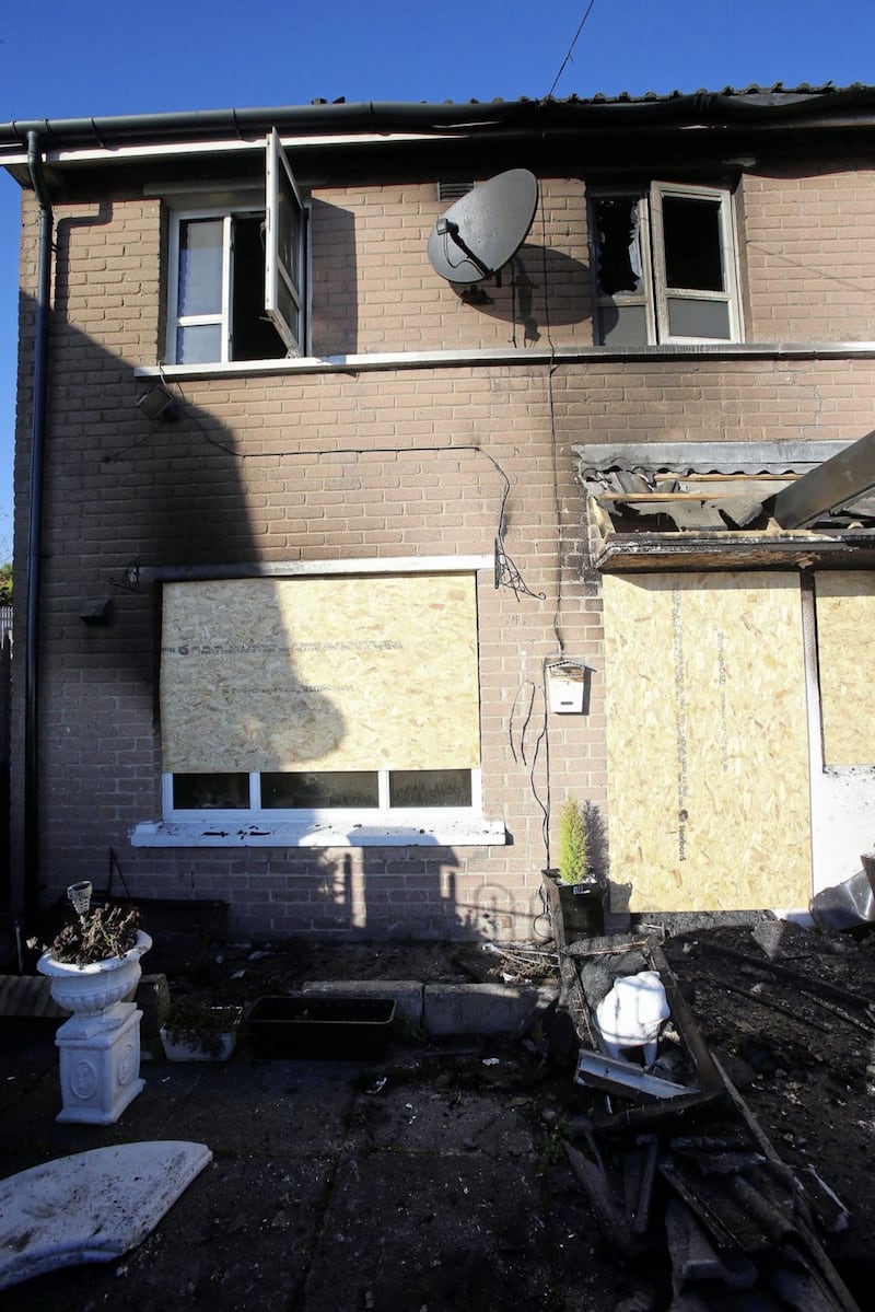 A house at Monagh Drive in west Belfast was gutted in an arson attack. Picture by Mal McCann 