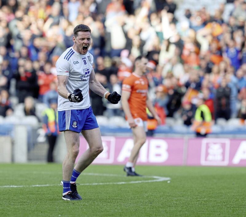 Monaghan&#39;s Conor McManus wins Danny Hughes&#39;s approval Picture: Philip Walsh. 