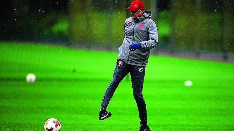 <span style="font-family: Verdana, Arial, Helvetica, sans-serif; font-size: 13.3333px;">Arsenal manager Arsene Wenger during a training session at London Colney ahead of the Gunners&nbsp;</span><span style="font-size: 13.3333px;">Europa League semi-final against Atletico Madrid tonight. Pictures:&nbsp;</span><span style="font-family: Verdana, Arial, Helvetica, sans-serif; font-size: 13.3333px;">John Walton/PA Wire and&nbsp;</span><span style="font-family: Verdana, Arial, Helvetica, sans-serif; font-size: 13.3333px;">Adam Davy/PA Wire</span>