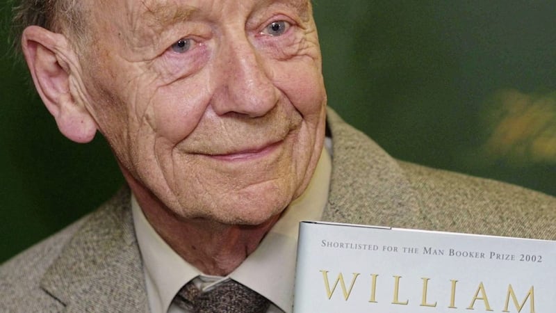 William Trevor holding a copy of his book, The Story of Lucy Gault, during a photocall for the 2002 Booker Prize nominees in London. Picture by Alastair Grant, Associated Press 