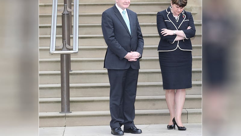 &nbsp;First Minister Arlene Foster and Deputy First Minister Martin McGuinness at Stormont today