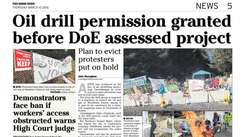 Permission for an oil drill at Woodburn Forest was granted by default after the DoE ignored a request for its views. 
