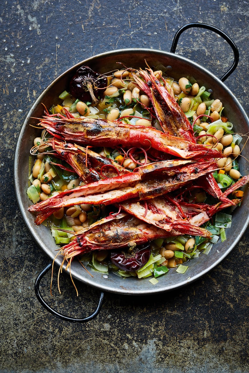 Valencia beans and red prawns