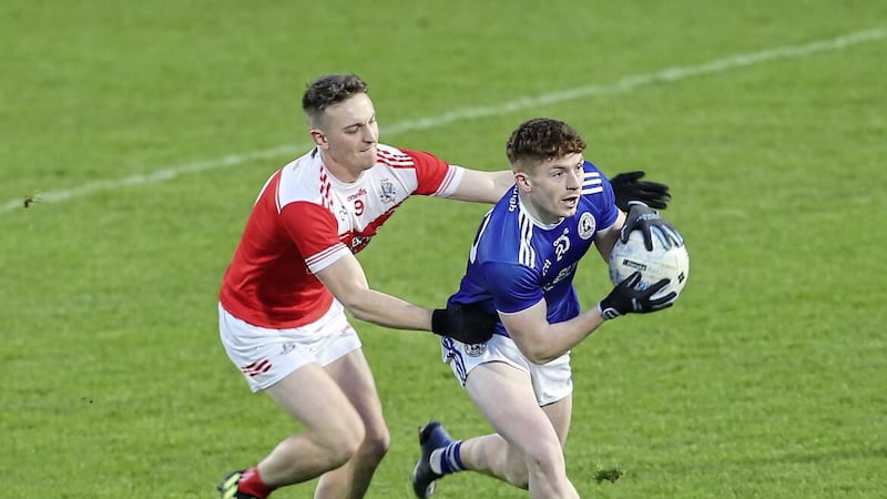 Daniel Kerr (right) has been in fine scoring form for Galbally and will hope to cause the Corduff defence some problems in tonight&#39;s Ulster Club IFC final in Armagh Picture: Margaret McLaughlin 