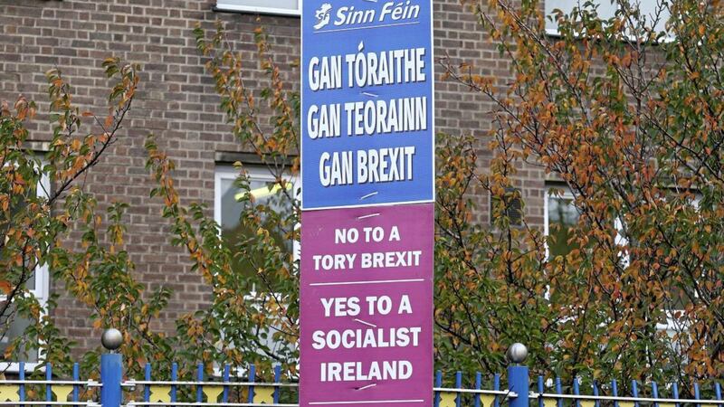 A People Before Profit Brexit poster put up in response to Sinn F&eacute;in posters in Belfast. Picture by Mal McCann 
