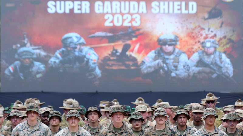 US Marines attend the opening ceremony of Super Garuda Shield 2023 (AP Photo)