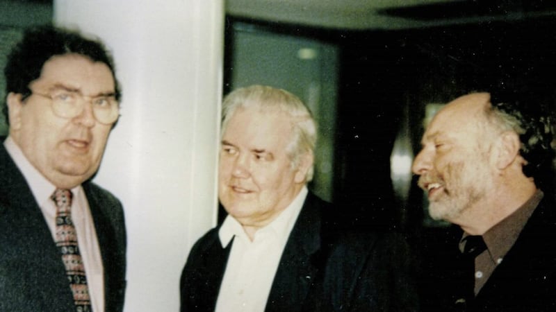 Fred Heatley, civil rights founder and local historian, pictured with friends John Hume and Brian Keenan  