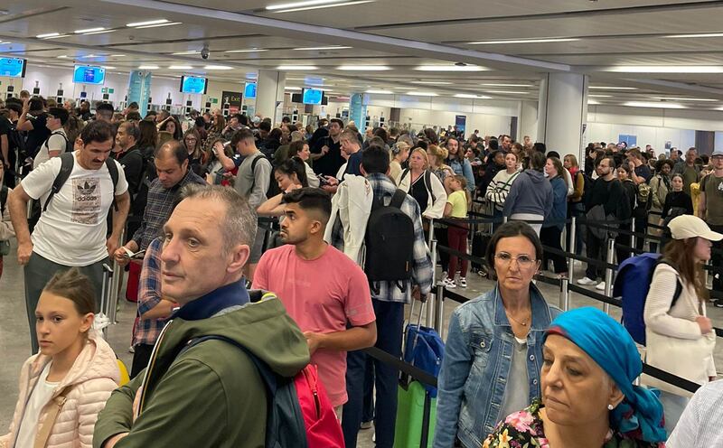 Long queues formed at the e-gates at Gatwick Airport