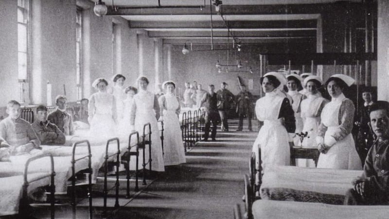 World War One saw sick and injured soldiers from a nearby barracks treated in the infirmary, many surviving the war only to succumb to `one of Belfast&#39;s recurring epidemics&#39;. Screengrab from `Yellowstone: A Brief History of Belfast City Hospital&#39; 