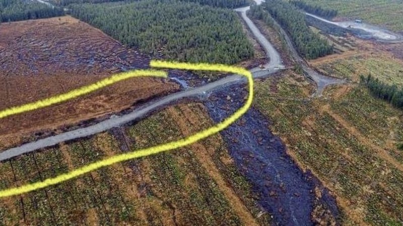 The Ulster Angling Federation released drone footage of what they claimed as a road constructed at the site of the Meenbog bog slide.  