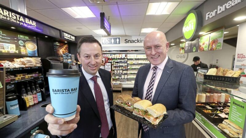 Pictured at the new Rosepark service station are: Brian Donaldson, Maxol CEO; and Mark McCammond, retail director of Henderson Group 