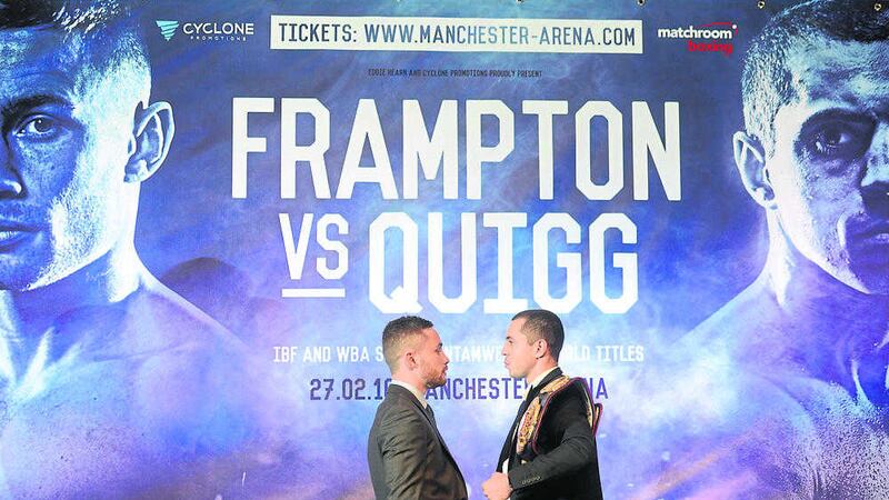World champions Carl Frampton and Scott Quigg during a press conference at the Europa Hotel in Belfast ahead of their super-bantamweight title fight in Manchester on February 27<br />Picture by Pacemaker