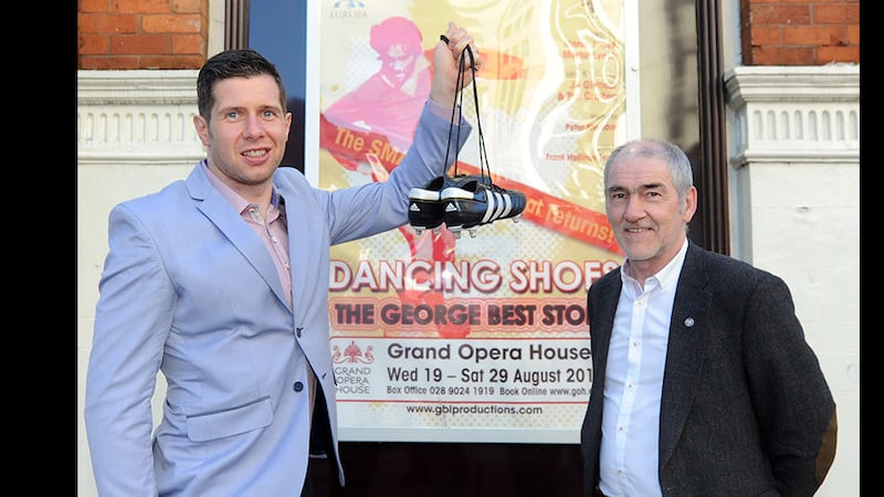 Tyrone captain Sean Cavanagh and manager Mickey Harte were in Belfast to see 'Dancing Shoes - The George Best Story'&nbsp;