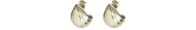Grace Shell Curve Statement Gold Plate Earrings, &pound;48, available from Oliver Bonas in May