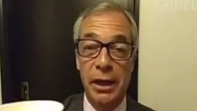 &nbsp;'I hope you have a great birthday and this comes from your good friend Aidan,' Nigel Farage says in the birthday message before raising a cup of coffee to give a toast.