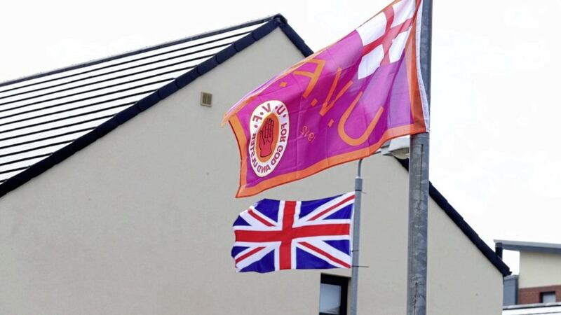 Loyalist flags erected in the Global Crestent and Canterell Close a 'shared neighbourhood housing scheme area of east Belfast. Picture by Mal McCann