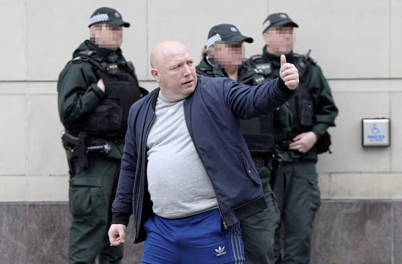 Brian Roy McClean leaving Belfast Laganside Courts yesterday 