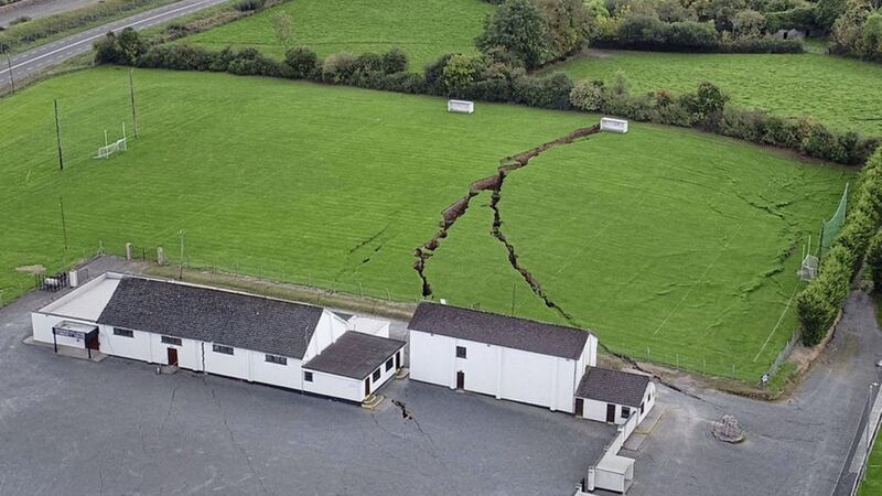 Magheracloone Gaelic Football Club in Co Monaghan which was forced to shut after the collapse of a mine caused sinkholes to appear in its pitch 