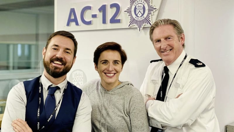 Vicky McClure, who played DI Kate Fleming, posed a picture with her co-stars Martin Compston and Adrian Dunbar 