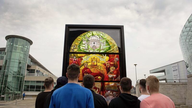 A second giant stained glass window unveiled in Belfast to mark the start of the final season of Game Of Thrones. The show generated an estimated &pound;206 million for the region. Picture by Mark Marlow 