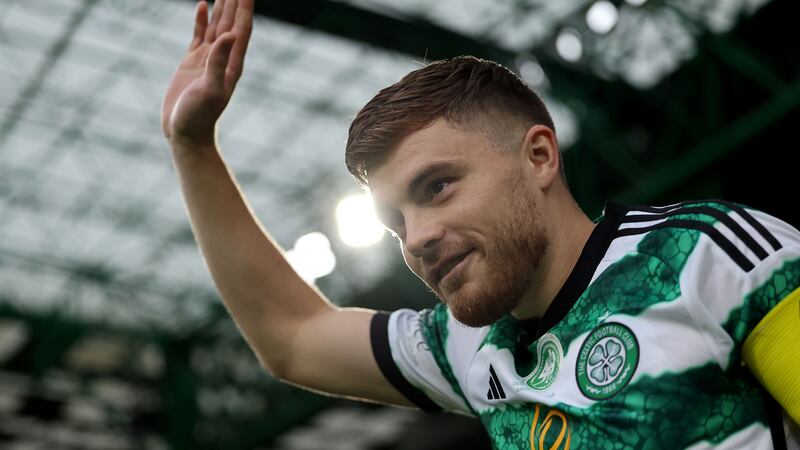 James Forrest walks out onto the pitch ahead of his testimonial (Robert Perry/PA)