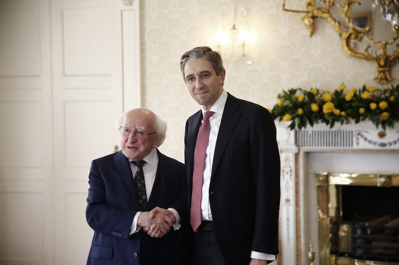 Simon Harris meets the President of Ireland Michael D Higgins