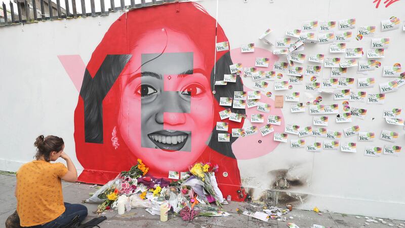 A mural in Dublin of Savita Halappanavar, who died after being denied an abortion, after voters in the Republic voted to repeal the eighth amendment of the Constitution Picture: Niall Carson/PA<br />&nbsp;