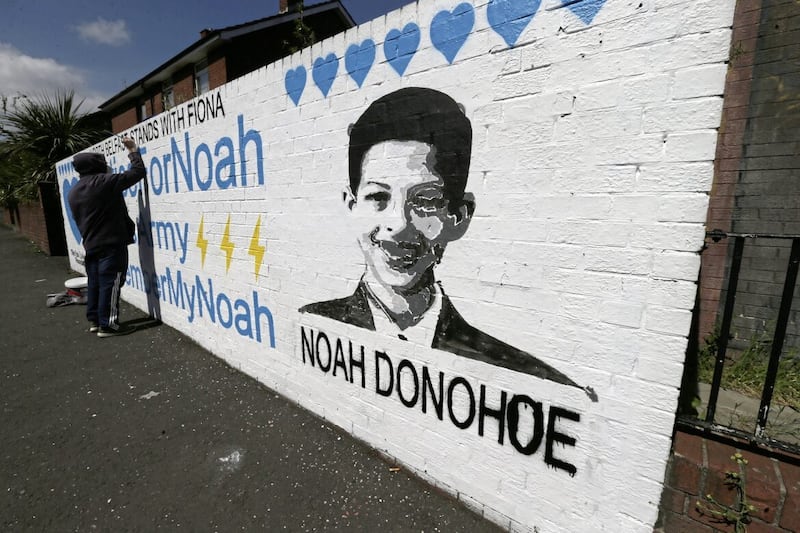 A mural dedicated to Noah Donohoe in north Belfast