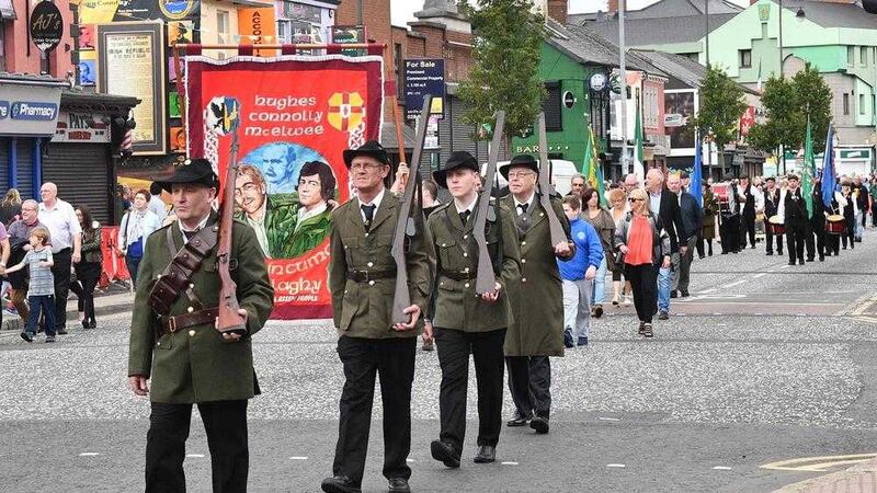 People dressed in period uniform took part in the hunger strike commemoration 