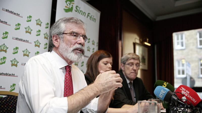 Sinn F&eacute;in leader Gerry Adams during a party press conference in Dublin. Picture by Brian Lawless, Press Association