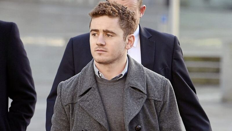 Ulster and Ireland rugby player Paddy Jackson at Belfast Crown Court yesterday 