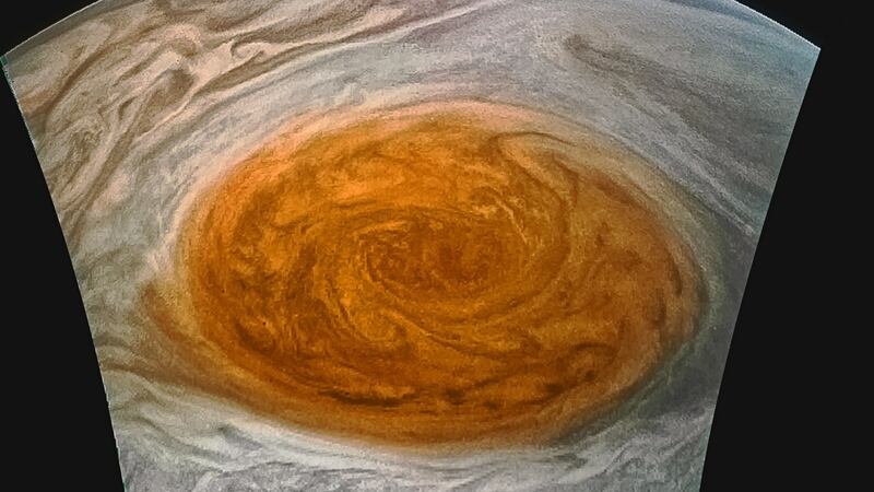 Juno sent back incredible images of the planet’s iconic storm.