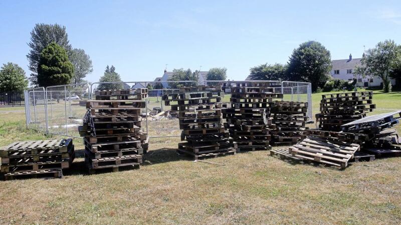 Bonfire site at Mill Park, Tobermore where wood has been stored without council consent 
